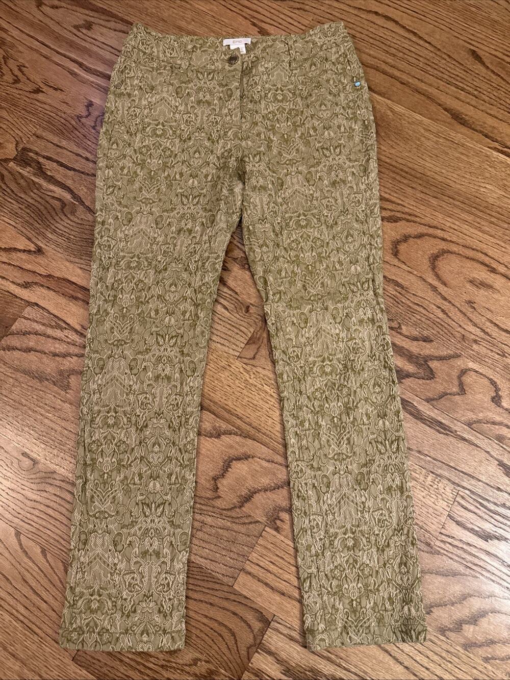 ERIC Casual Women's Tan Pants Size 6 Textured Floral Business